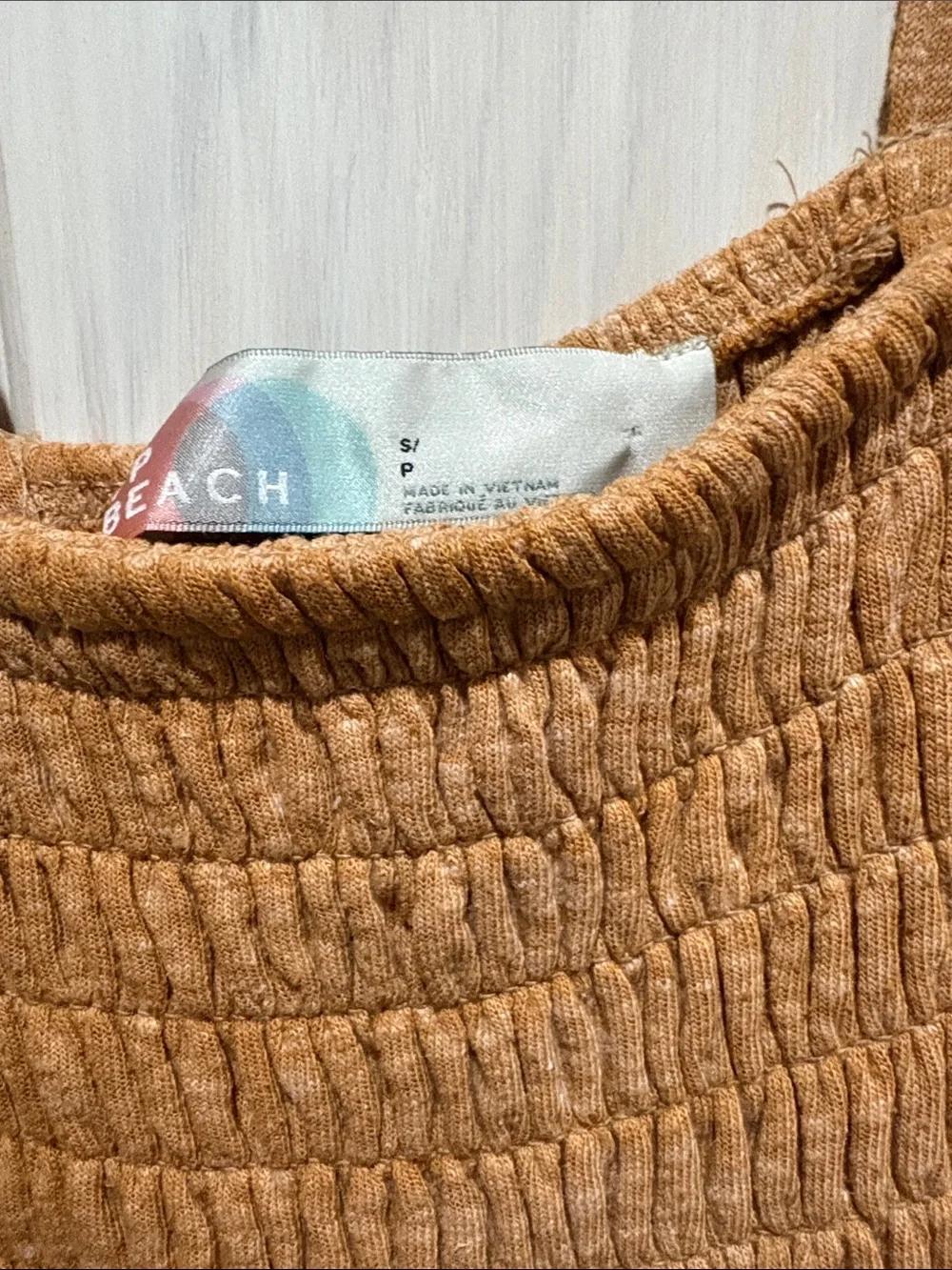 Smocked Wide-Strap Jumpsuit in Rust